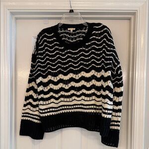 JODIFL Black White Textured Knit Sweater Women’s Medium
